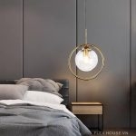 Đèn quầy bar chao quả cầu thủy tinh khung xi vàng TT28