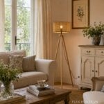 Đèn sàn bằng mây và gỗ nguyên khối decor góc sofa CL5321