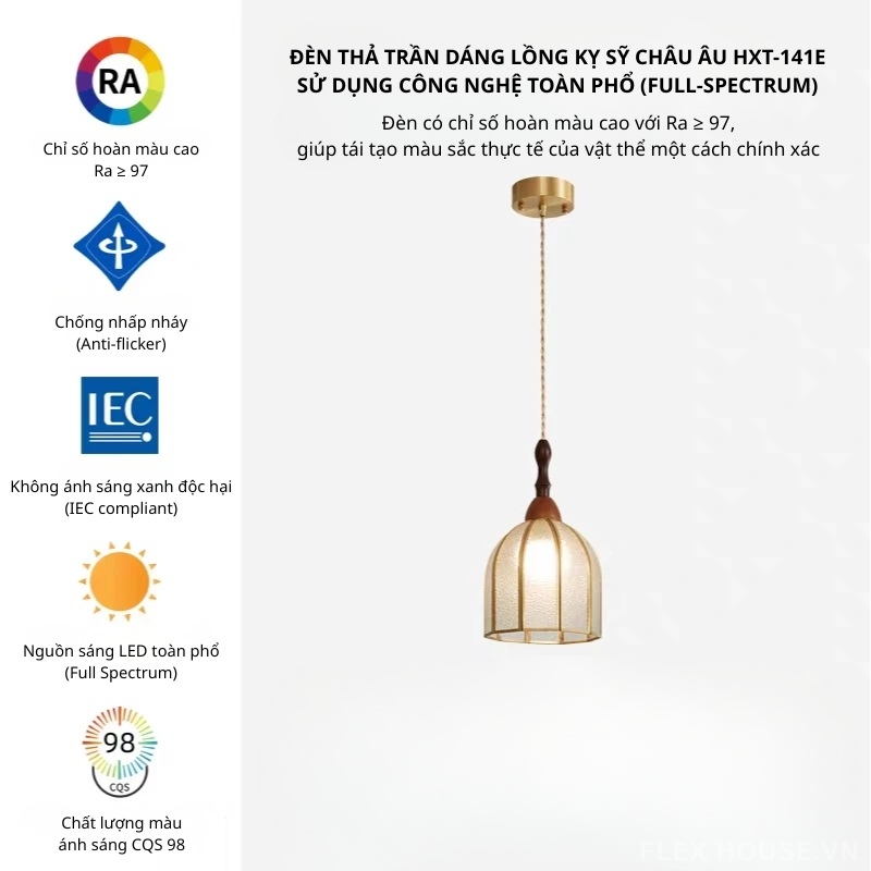 Đèn thả trần dáng lồng Kỵ sỹ châu Âu HXT-141E 4 Đèn thả trần dáng lồng Kỵ sỹ châu Âu HXT-141E