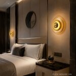 Đèn tường bằng đồng chao thủy tinh kiểu PoMo AS7543