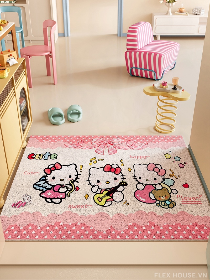 Thảm dệt sợi vòng chống bám bẩn Kitty Love HY5955 1 Thảm dệt sợi vòng chống bám bẩn Kitty Love HY5955