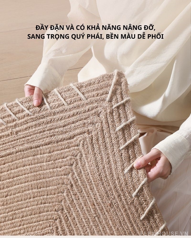Thảm len và sợi đay đan bện thủ công dày dặn FR5772 3 Thảm len và sợi đay đan bện thủ công dày dặn FR5772