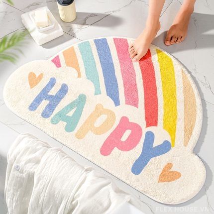 Thảm polyester dệt máy hình cầu vồng hạnh phúc SH3916.02