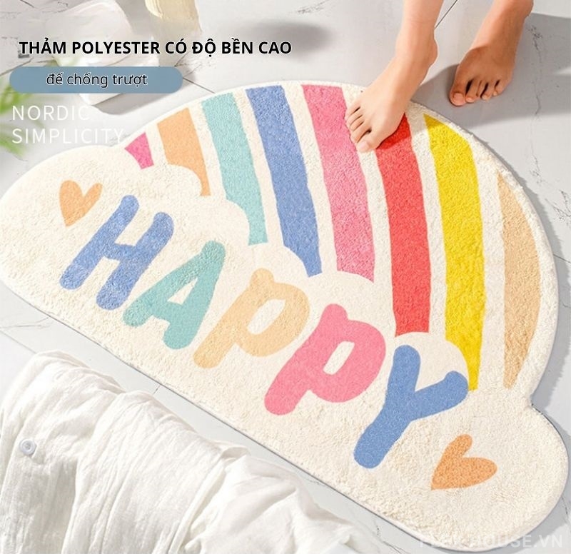 Thảm polyester dệt máy hình cầu vồng hạnh phúc SH3916 1 Thảm polyester dệt máy hình cầu vồng hạnh phúc SH3916