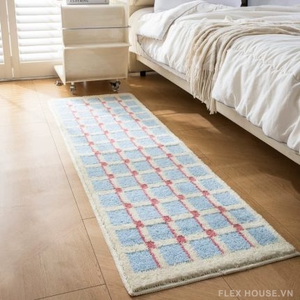 Thảm trang trí phong cách INS Blue Latte Check MM8674.01