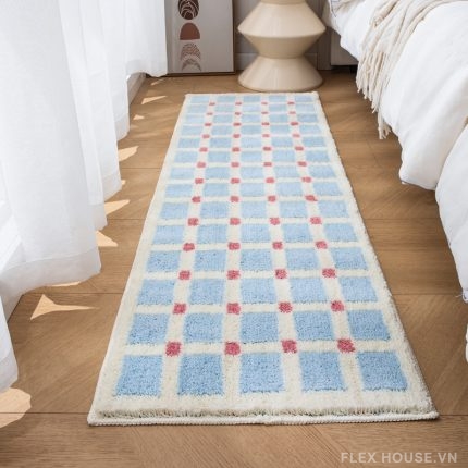 Thảm trang trí phong cách INS Blue Latte Check MM8674.02