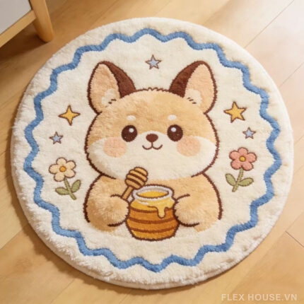 Thảm tròn hình chibi cáo nhỏ kiểu Korean Kawaii SH6380