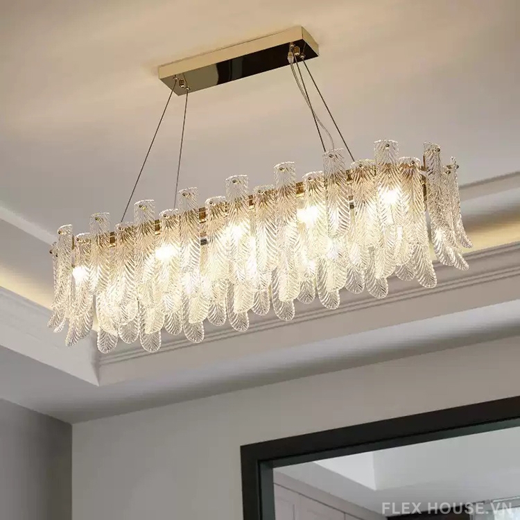 Đèn chùm pha lê lá thủy tinh kiểu Pháp Luxury TGXD86015 3 Đèn chùm pha lê lá thủy tinh kiểu Pháp Luxury TGXD86015 6