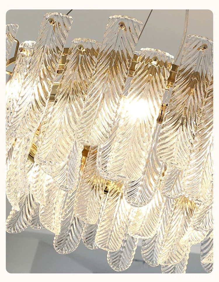 Đèn chùm pha lê lá thủy tinh kiểu Pháp Luxury TGXD86015 7 Đèn chùm pha lê lá thủy tinh kiểu Pháp Luxury TGXD86015 10