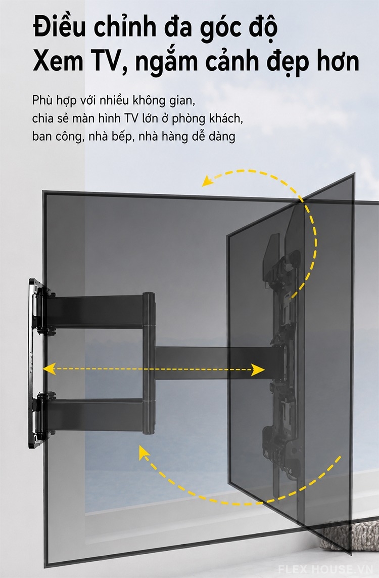 Giá treo tường TV màn hình lớn xoay gập đa góc KQ337 17 Giá treo tường TV màn hình lớn xoay gập đa góc KQ337 25