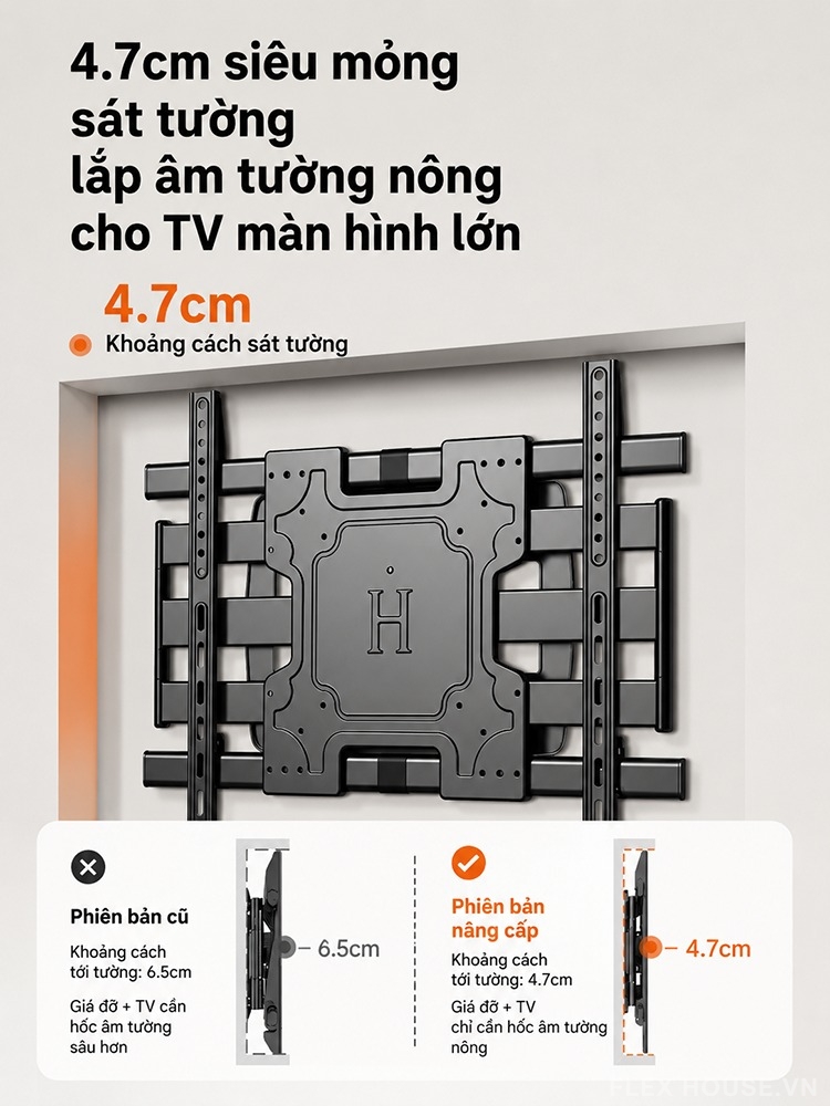 Giá treo tường TV màn hình lớn xoay gập đa góc KQ337 4 Giá treo tường TV màn hình lớn xoay gập đa góc KQ337 12