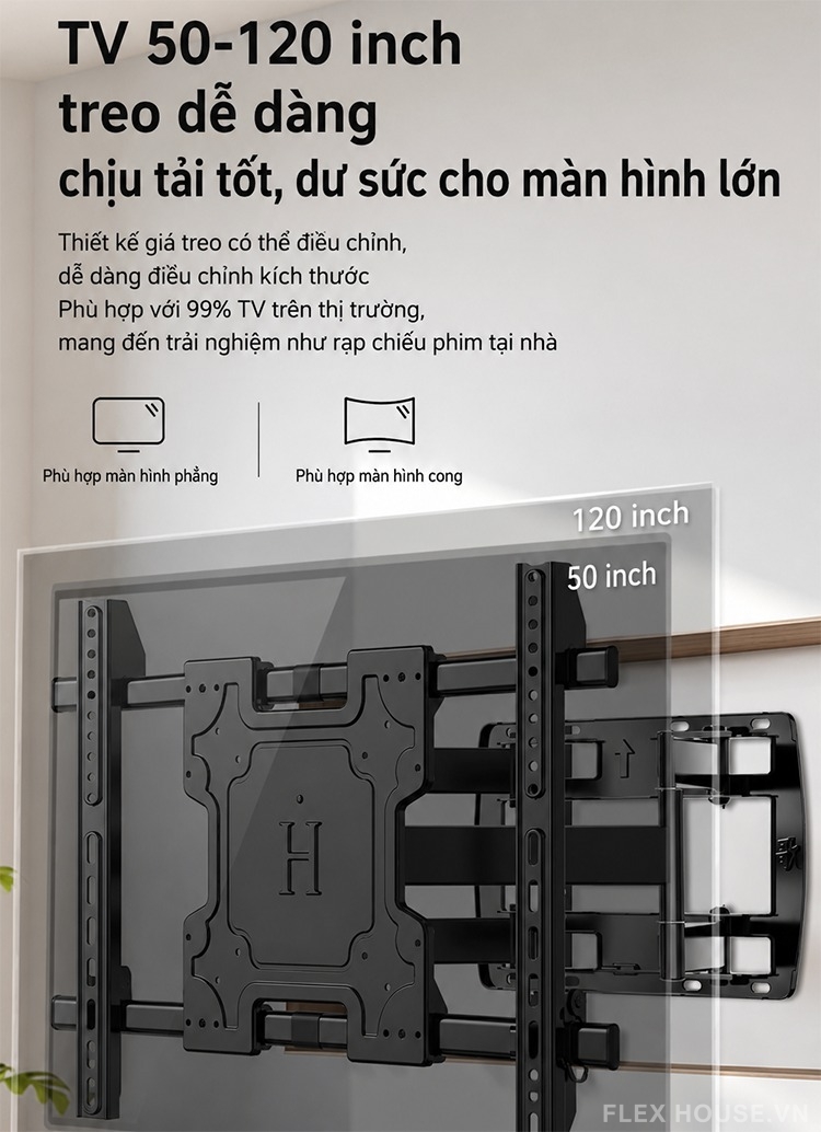Giá treo tường TV màn hình lớn xoay gập đa góc KQ337 10 Giá treo tường TV màn hình lớn xoay gập đa góc KQ337 18
