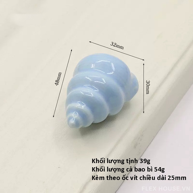 Núm tay nắm gốm sứ hình vỏ ốc trang trí CS377 6 Núm tay nắm gốm sứ hình vỏ ốc trang trí CS377 12