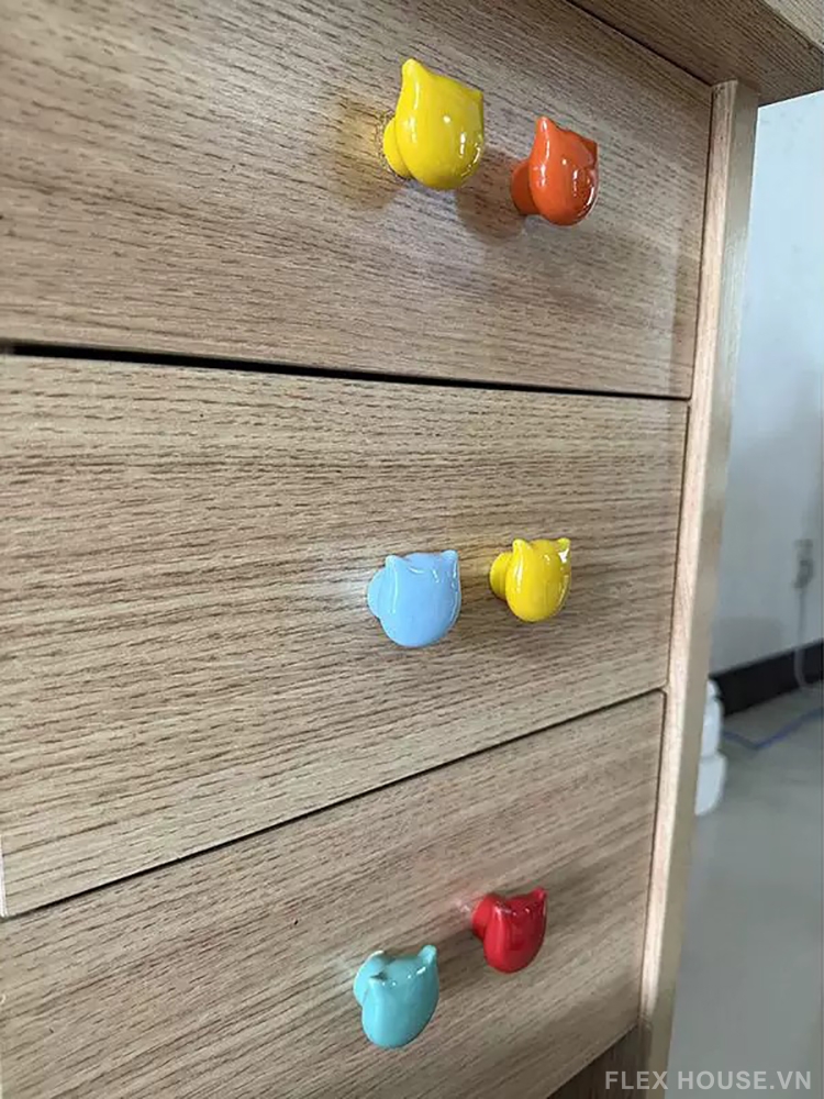 Núm tay nắm tủ gốm sứ chú mèo sắc màu CS273 5 Núm tay nắm tủ gốm sứ chú mèo sắc màu CS273 10