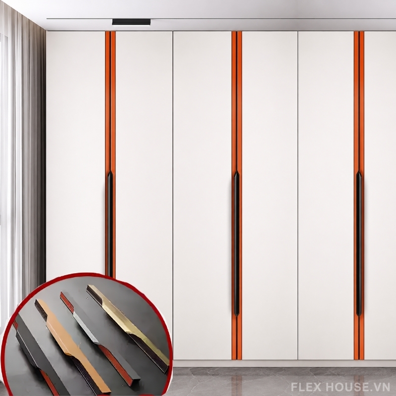 Tay nắm âm tủ quần áo bọc da cao cấp SF3393 (1) Tay nắm âm tủ quần áo bọc da cao cấp SF3393
