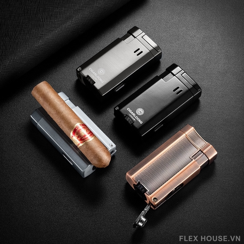 Bật lửa cigar khò 2 tia tích hợp gác điếu CGL2045 (1) Bật lửa cigar khò 2 tia tích hợp gác điếu CGL2045