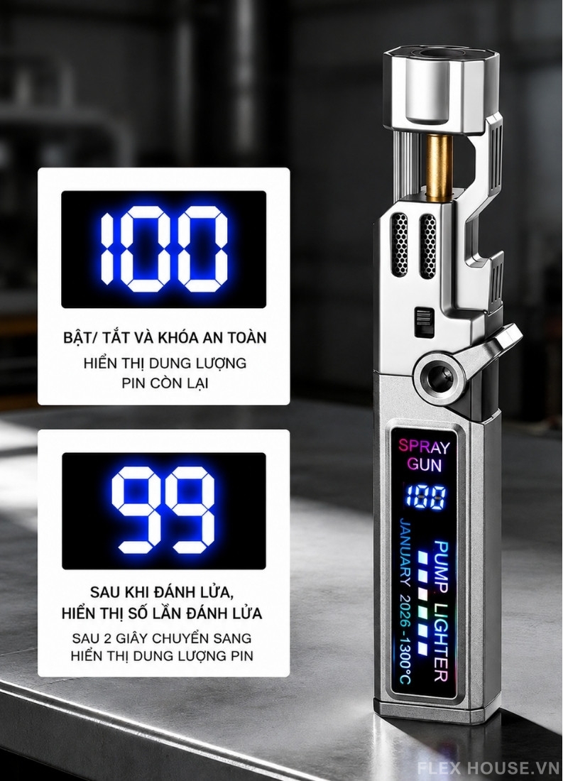 Bật lửa khò đa năng màn hình điện tử FS0570 9 Bật lửa khò đa năng màn hình điện tử FS0570 19