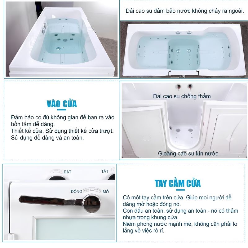 Bồn tắm có cửa bước vào chống trượt hiện đại K502 5 Bồn tắm có cửa bước vào chống trượt hiện đại K502 19