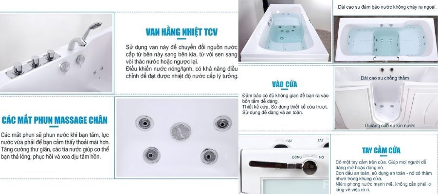 Bồn tắm có cửa là gì? Ưu điểm vượt trội so với bồn tắm truyền thống 4 Bồn tắm có cửa là gì? Ưu điểm vượt trội so với bồn tắm truyền thống 3