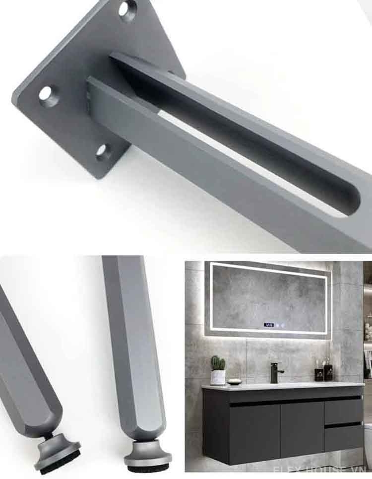 Chân tủ Lavabo hợp kim nhôm màu xám LH1936 1 Chân tủ Lavabo hợp kim nhôm màu xám LH1936 8