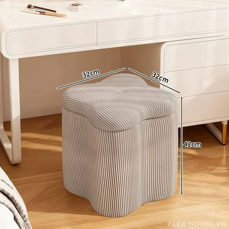 Ghế đôn bọc vải nhung gân hình hoa trang trí FU3504 9 Ghế đôn bọc vải nhung gân hình hoa trang trí FU3504 20