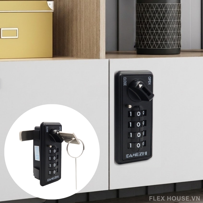 Khóa cơ mật mã 4 số cho tủ hồ sơ kèm chìa DMZ-6030M (1) Khóa cơ mật mã 4 số cho tủ hồ sơ kèm chìa DMZ-6030M
