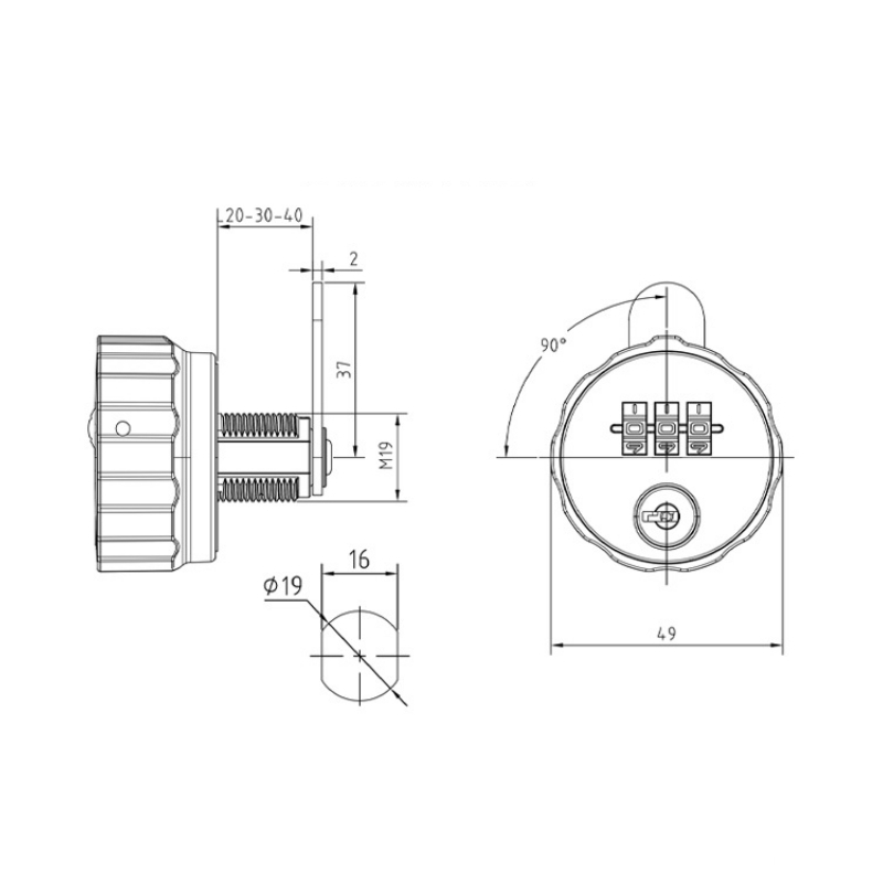 Khóa tủ mật mã cơ xoay 3 số kèm chìa DMZ-6012X 5 Khóa tủ mật mã cơ xoay 3 số kèm chìa DMZ-6012X 11