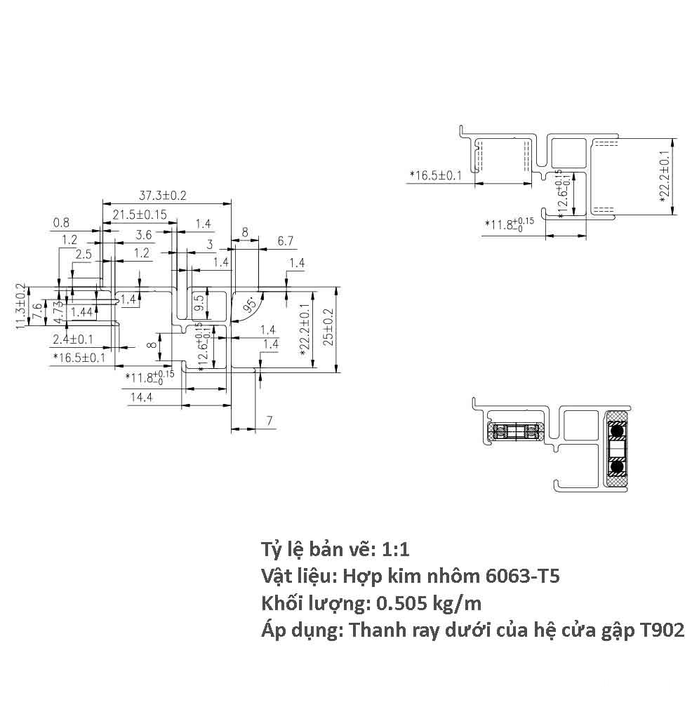 Phụ kiện cửa tủ xếp trượt tự do Taura T902 10 Phụ kiện cửa tủ xếp trượt tự do Taura T902 13