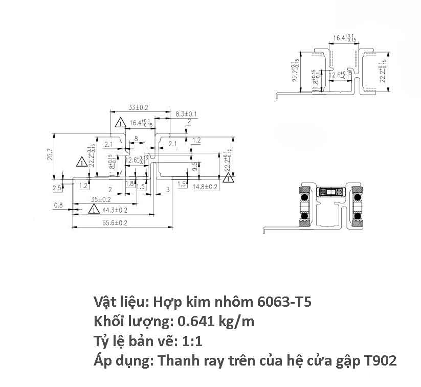 Phụ kiện cửa tủ xếp trượt tự do Taura T902 11 Phụ kiện cửa tủ xếp trượt tự do Taura T902 14
