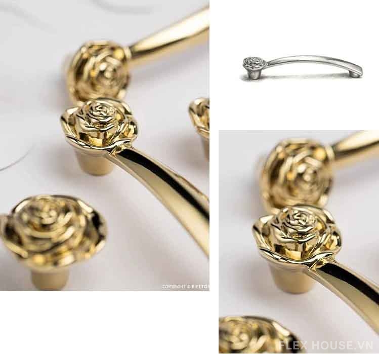Tay nắm tủ đồng thau hoa hồng kiểu Pháp BT82501 3 Tay nắm tủ đồng thau hoa hồng kiểu Pháp BT82501 8