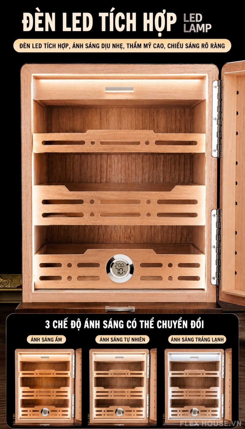 Tủ bảo quản xì gà gỗ tuyết tùng 300 điếu XF5058 14 Tủ bảo quản xì gà gỗ tuyết tùng 300 điếu XF5058 24